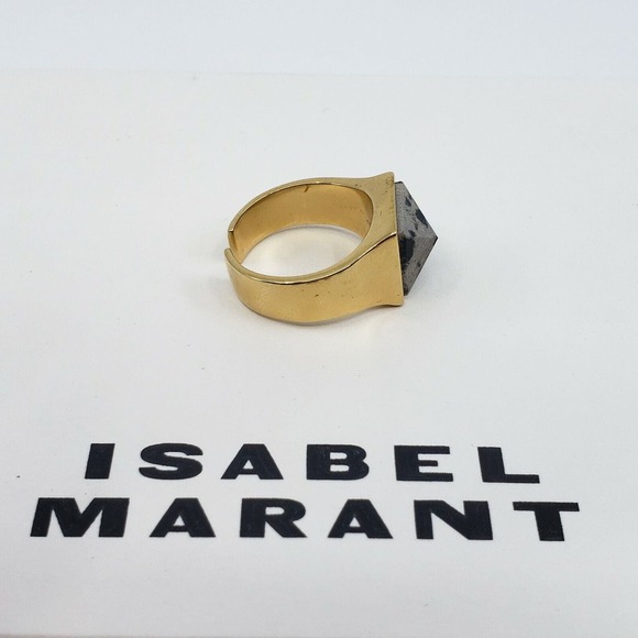 NEW ISABEL MARANT DALMATAIN JASPER GOLDTONE PLATED RING WOMEN'S SZ 8 - Picture 5 of 7